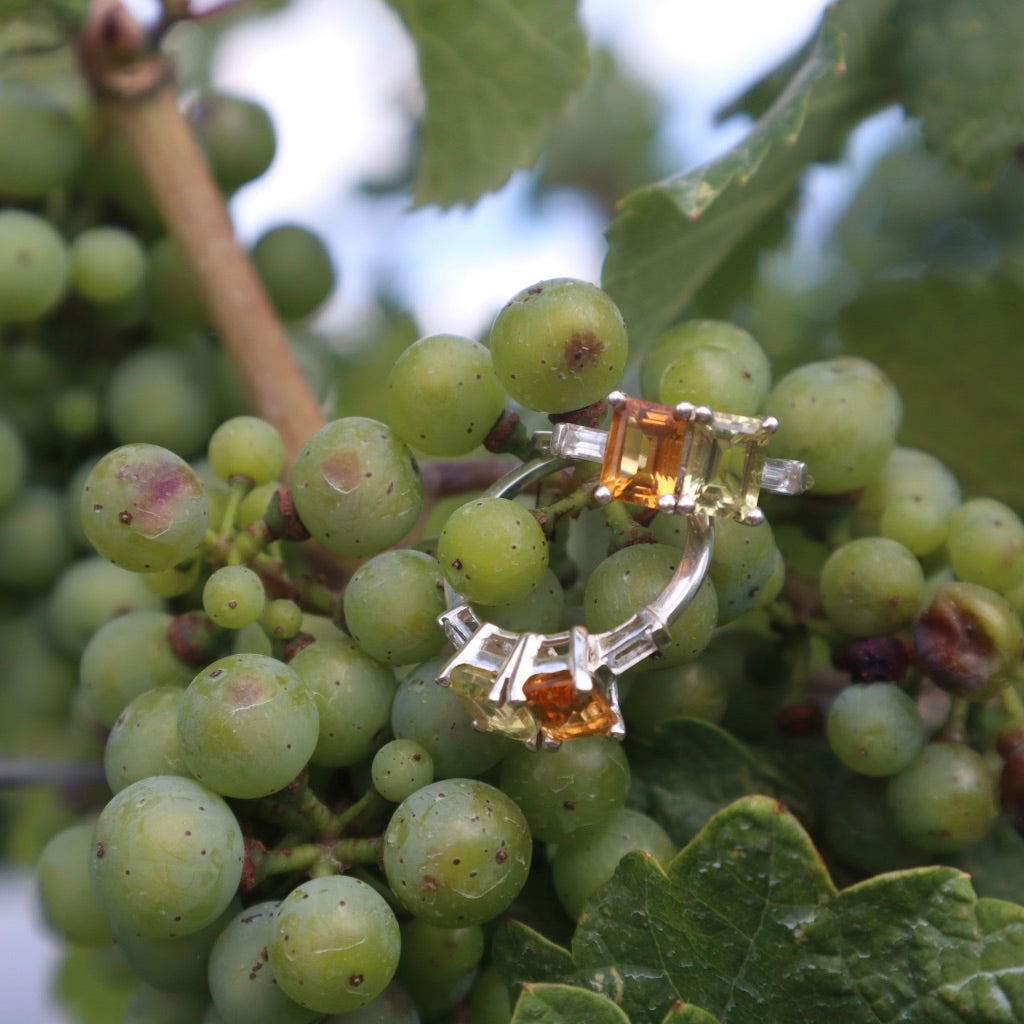 Citrines on Grape Vines Rings Sterling Silver by Hannah Daye jewelry