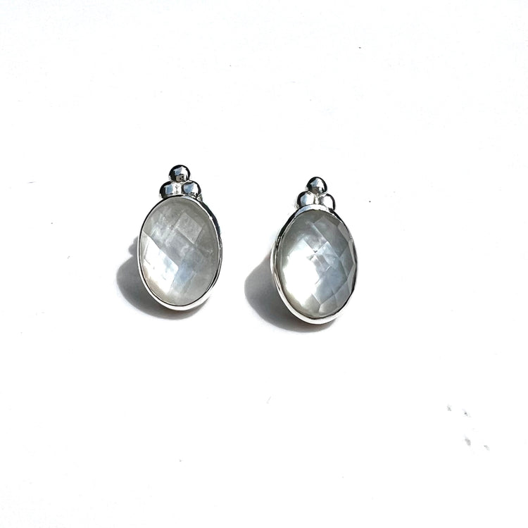 Sabine Earrings by Hannah Daye jewelry mother of pearl doublets