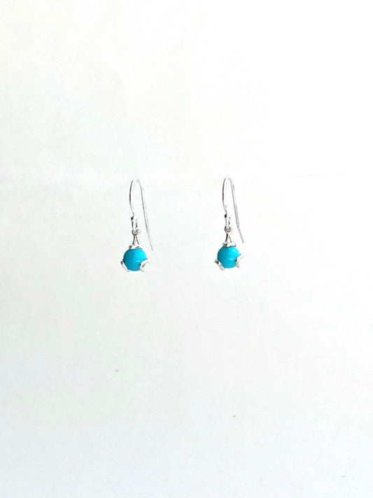 Turquoise Fiore Drops in Sterling Silver by Hannah Daye & Co original design fine jewelry