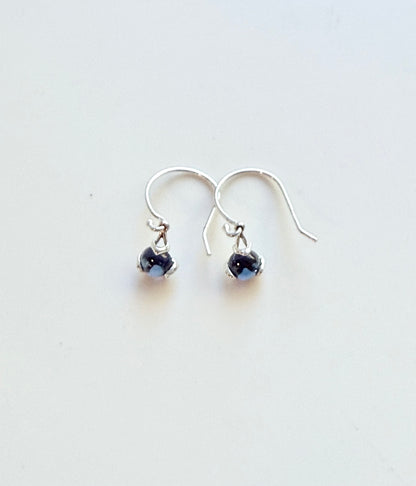 silver drop earrings with blue gemstone