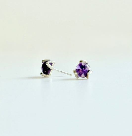 Fiore MAX stud earrings posts sterling silver by Hannah Daye & Co original designs Amethyst