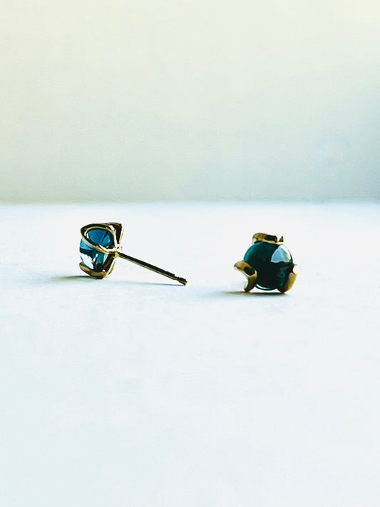 Fiore Max Stud Earrings 14k Gold - London Blue Topaz - Hannah Daye & Company