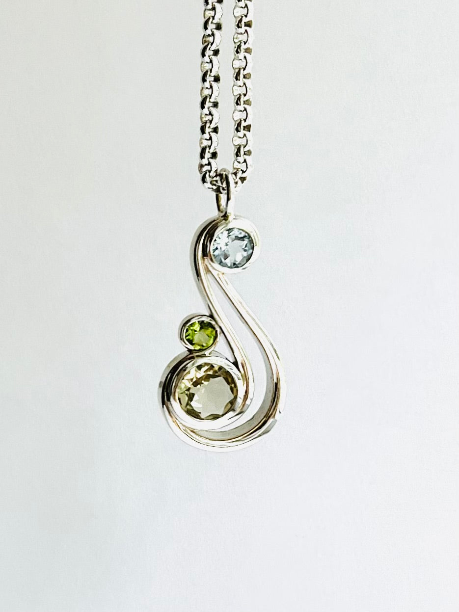 Aria pendant Lemon Sky and Peridot by Hannah Daye & Co