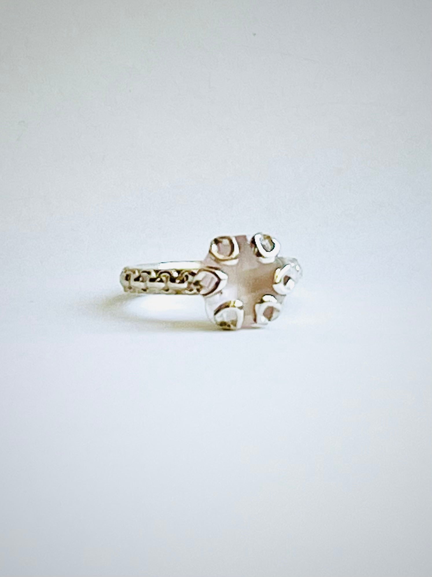 Poppy Ring ROse Quartz and Sterling Silver by Hannah Daye & Co original design hand-crafted