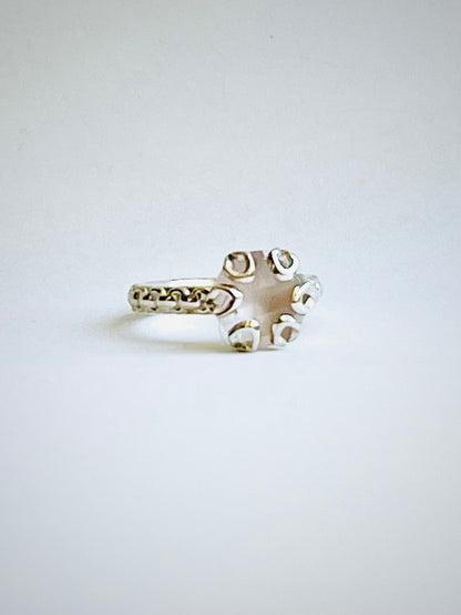 Poppy Ring ROse Quartz and Sterling Silver by Hannah Daye & Co original design hand-crafted