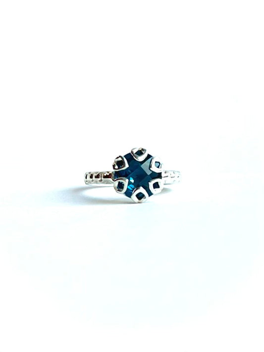 Poppy Ring in London Blue Topaz by Hannah Daye & Co