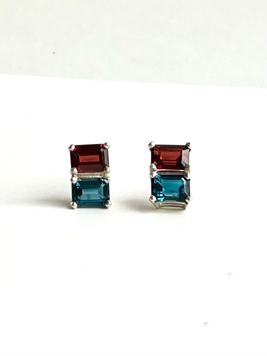 Lexington Earrings - Garnet and London Blue Topaz