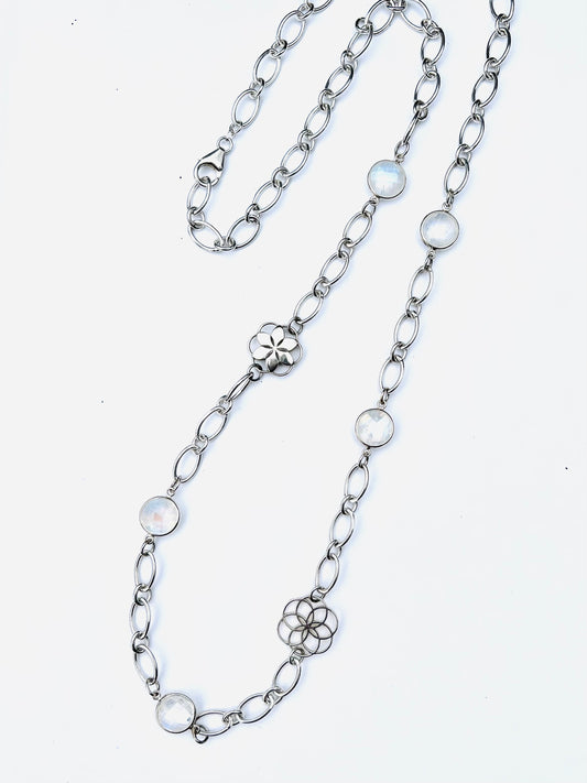 Cascade Moonstone Charm Necklace Long