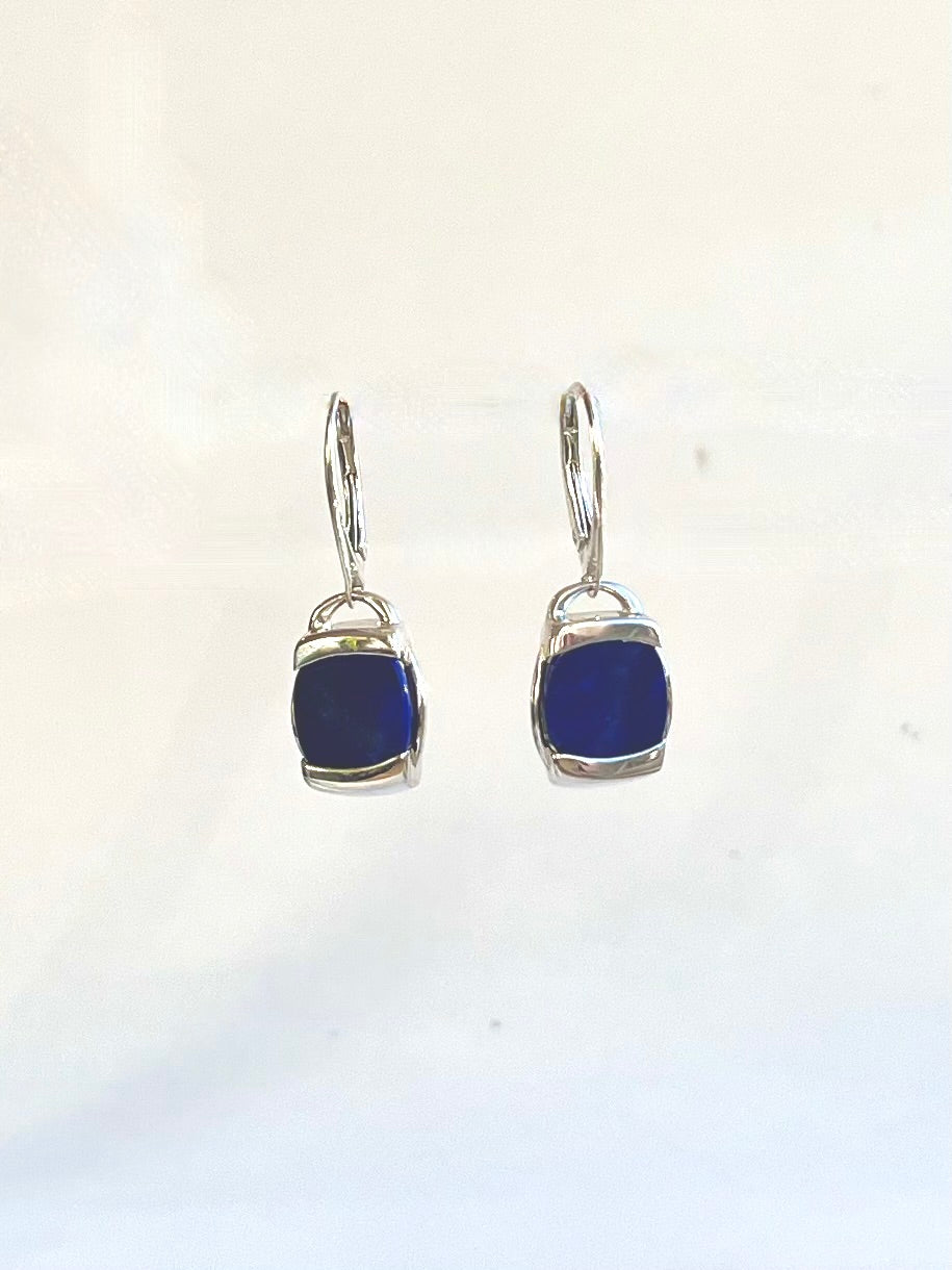 Lapis Milan Earrings Sterling Silver leverbacks original design Hannah Daye jewelry