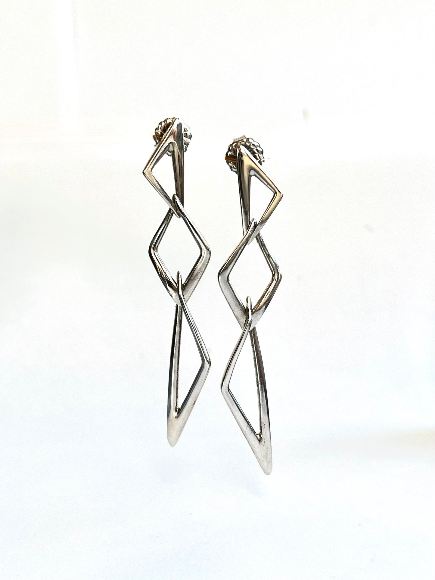 Ecken Statement Dangle Earrings Sterling Silver by Hannah Daye & Co original design hand-crafted