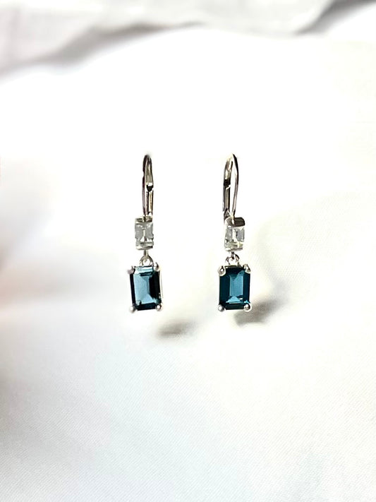 exi Drop Earrings sterling silver and London Blue Topaz by Hannah Daye jewelry