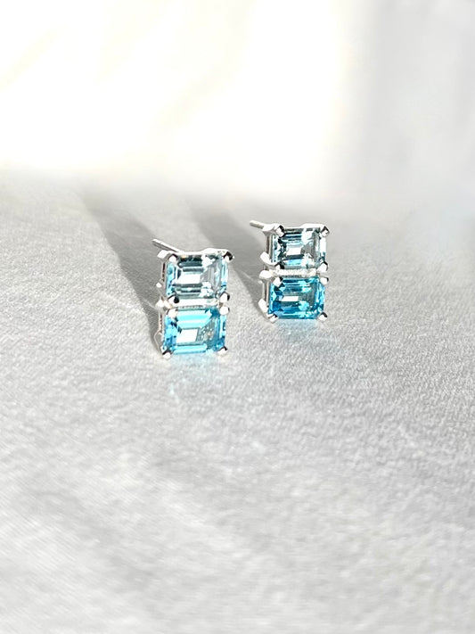 Swiss and Sky Blue Topaz in Sterling Silver Lexington Earrings by Hannah Daye designer jewelry