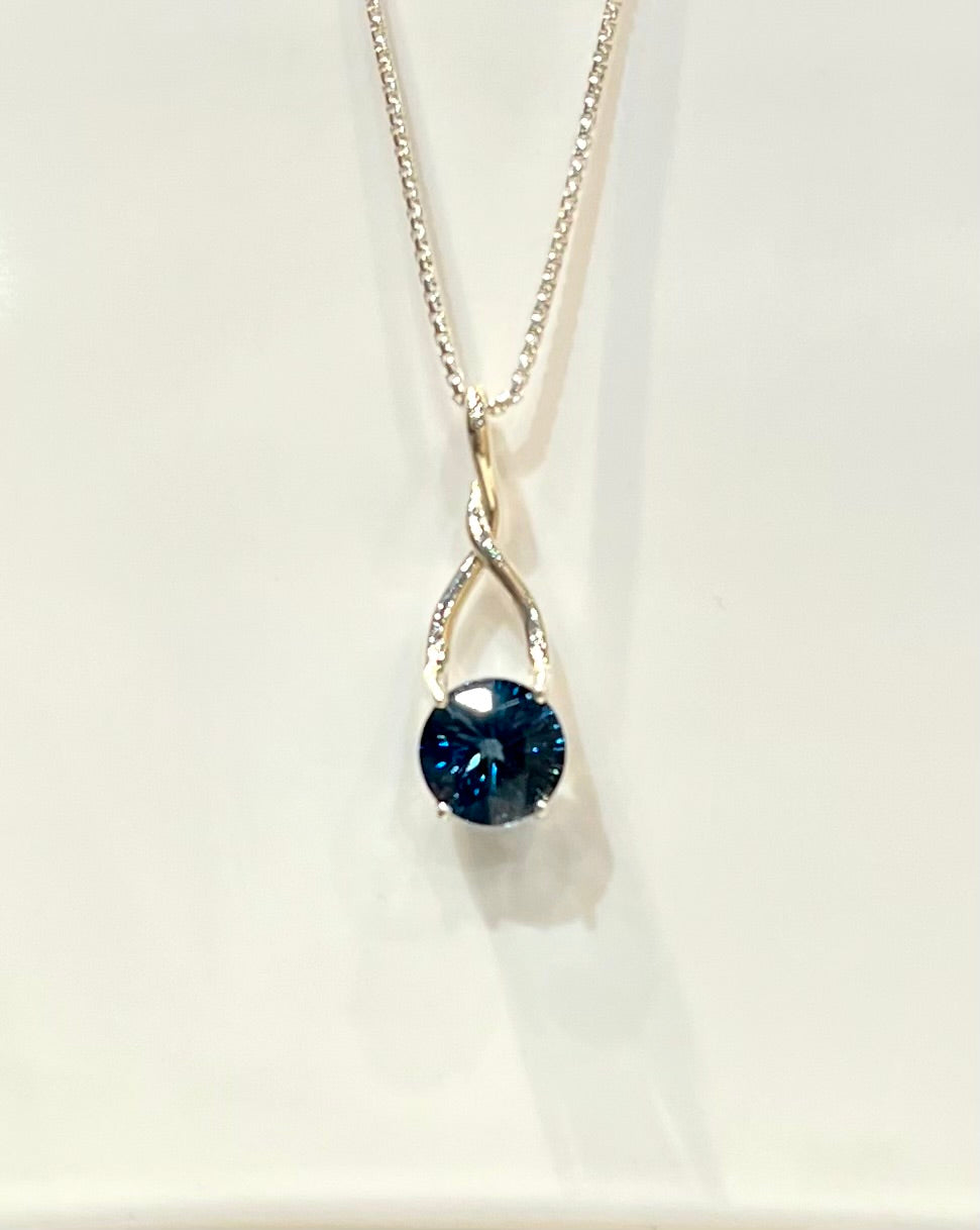 London Blue Topaz brillante pendant by Hannah Daye designs fine jewelry