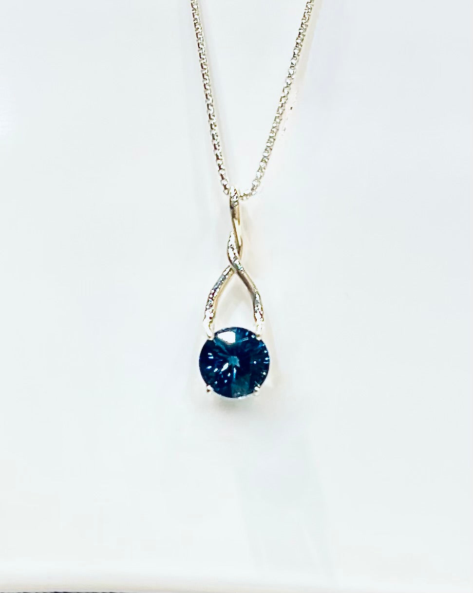 London Blue Topaz bBillante pendant by Hannah Daye original designs fine jewelry