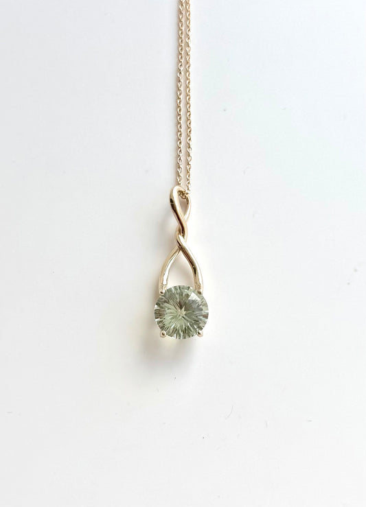 Green Amethyst 14k gold Brillante Pendant by Hannah Daye fine jewels original design hand-crafted