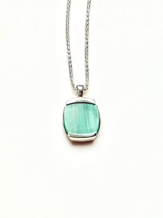 Malachite Sterling Silver Milan Pendant by Hannah Daye fine jewelry original design