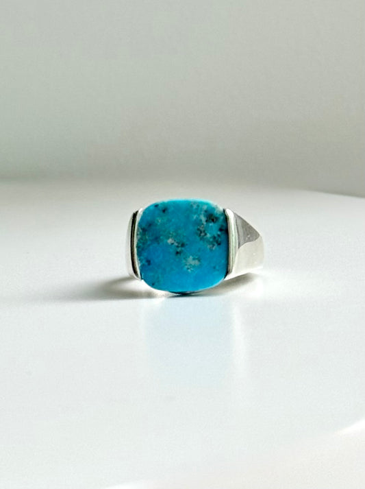 MIlan Ring Sterling Silver Turquoise by Hannah Daye jewels original design signet