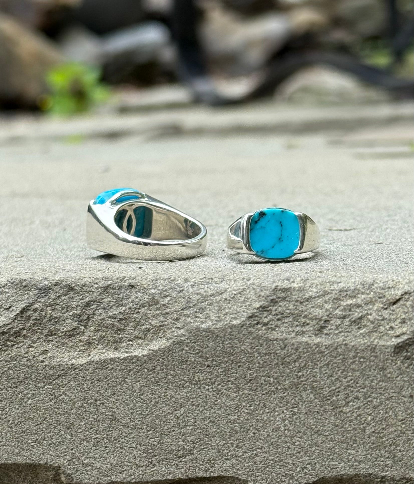 Milan Ring (left) and Milan Piccolo Ring (right) Turquoise by Hannah Daye jewelry