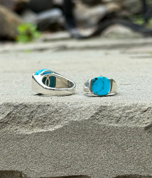 Milan Ring (left) and Milan Piccolo Ring (right) Turquoise by Hannah Daye jewelry