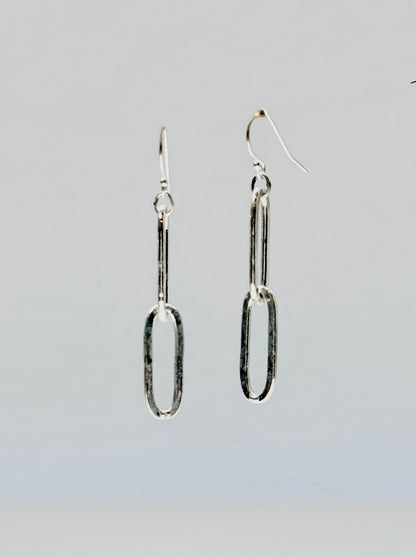 Paper-Clip Sterling Silver Style Earrings by Hannah Daye & Co