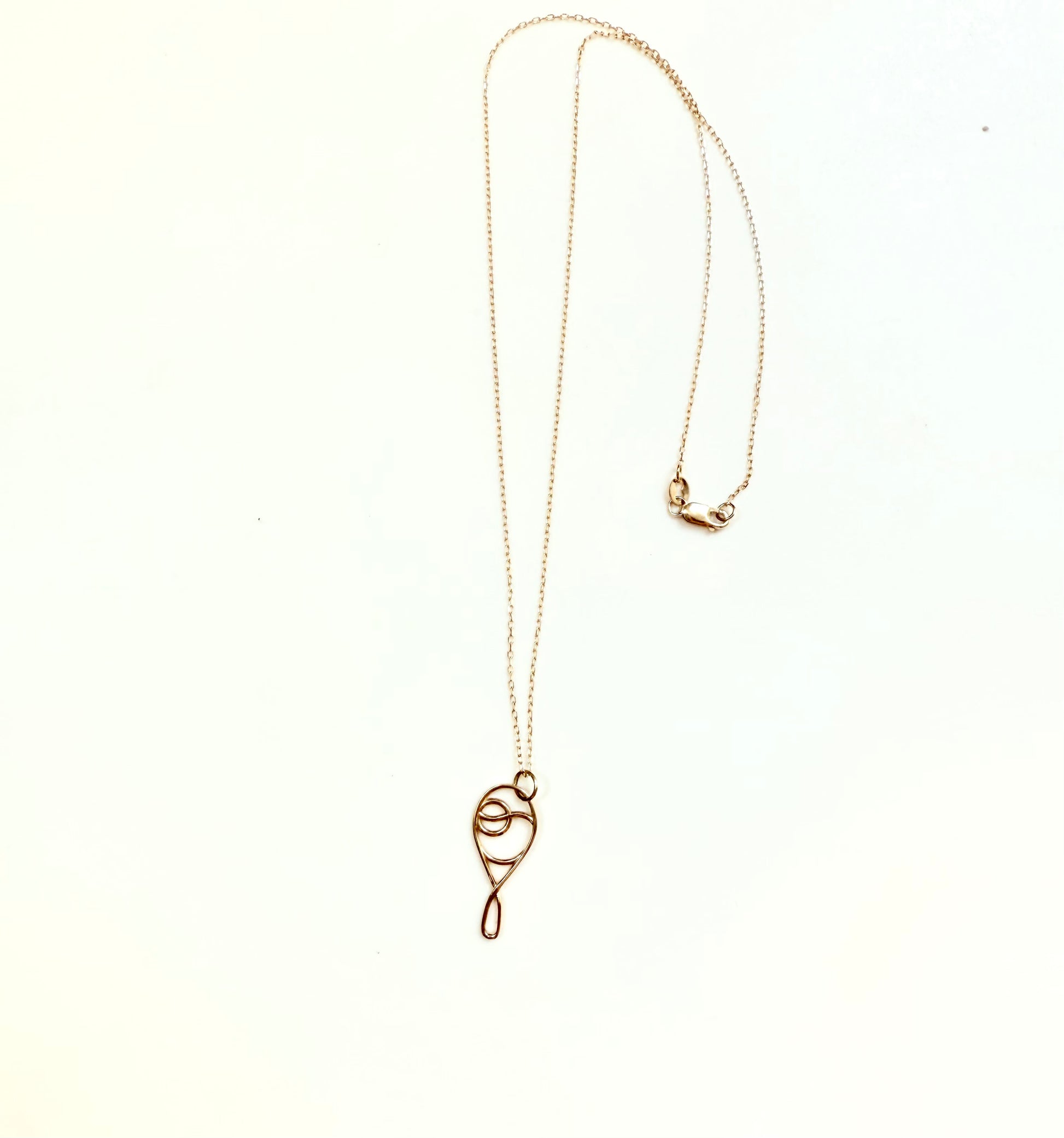 Deuce Tennis Charm pendant 18" 14k gold Hannah Daye fine jewelry original design