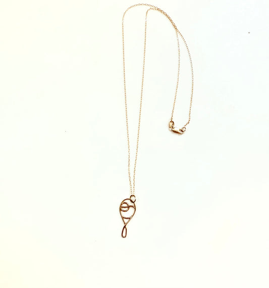 Deuce Tennis Charm pendant 18" 14k gold Hannah Daye fine jewelry original design