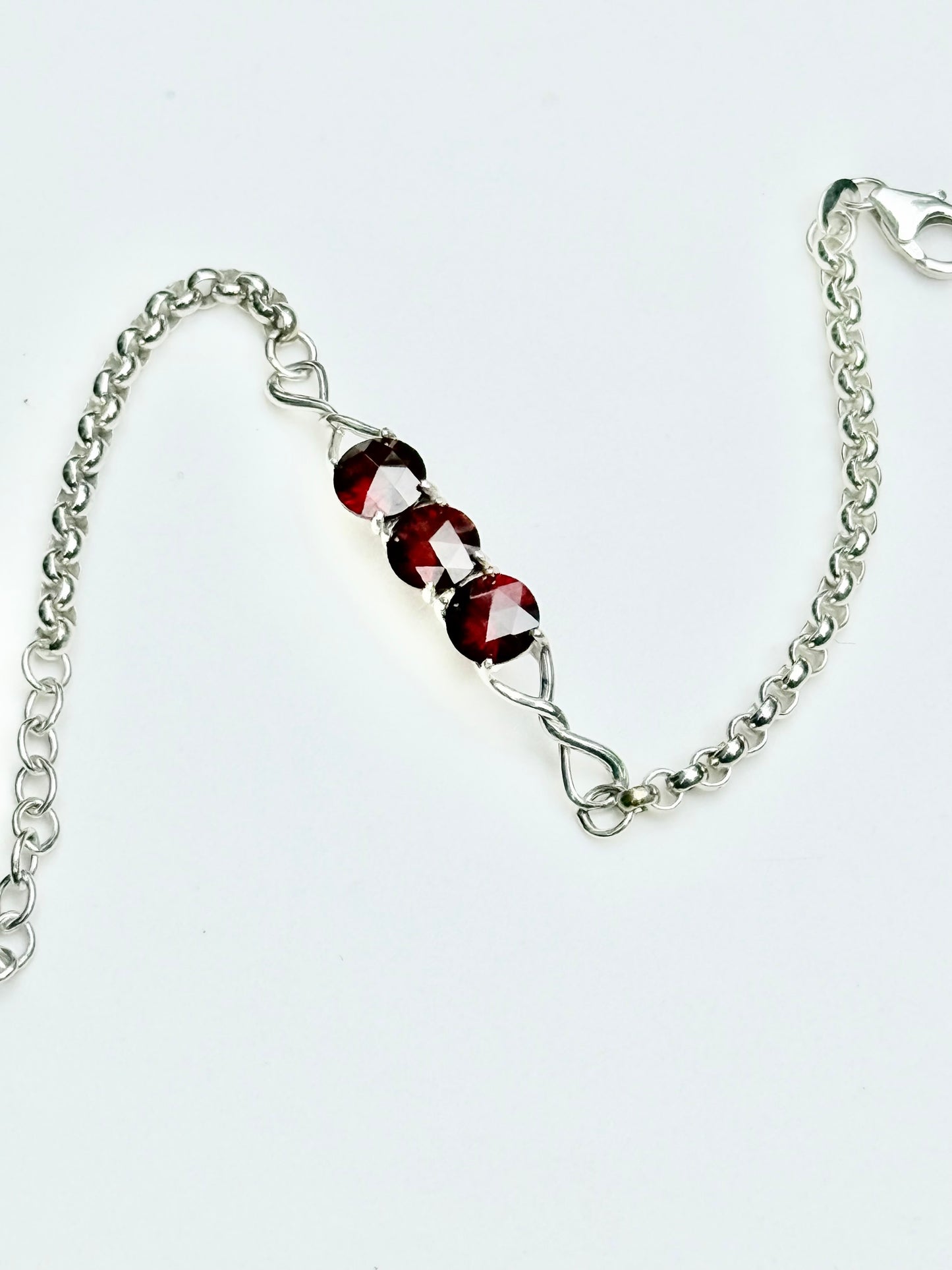 Sterling Silver Mozambique Garnet Bracelet by Hannah Daye original design fine jewelry