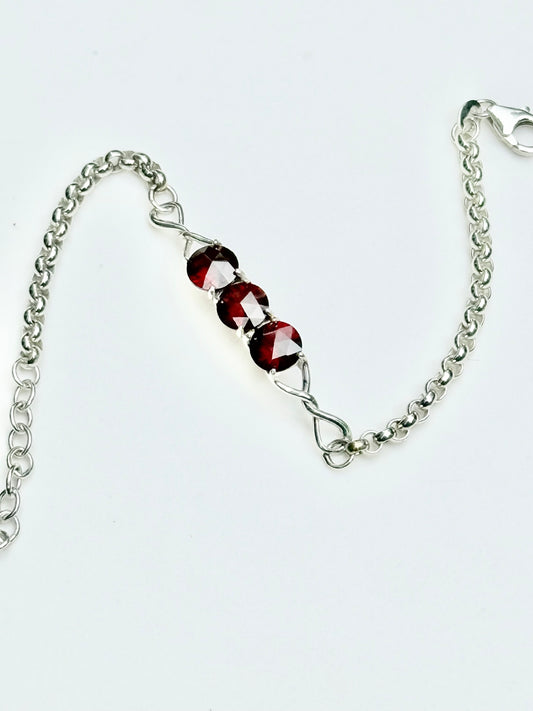 Sterling Silver Mozambique Garnet Bracelet by Hannah Daye original design fine jewelry