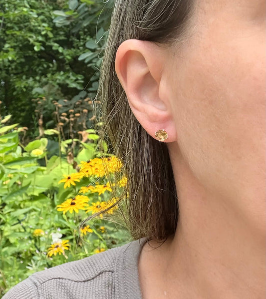 wearing Brillante Posts Citrine by Hannah Daye fine jewelry
