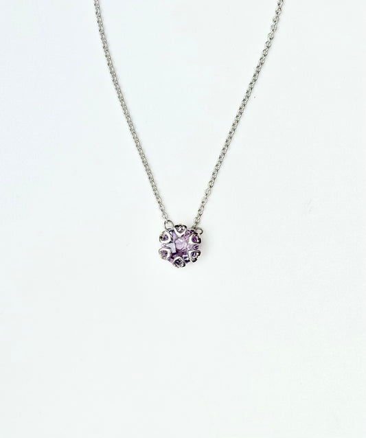 Rose Amethyst Poppy Necklace in sterling silver by Hannah Daye fine jewelry