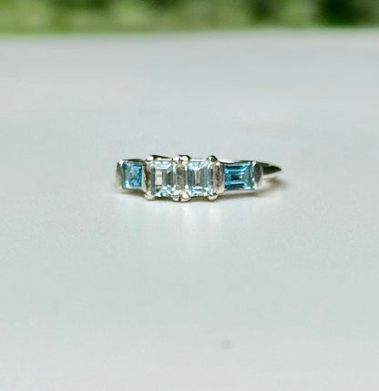 Two Blue Topaz Lexi Baguette Ring by Hannah Daye jewelry original design