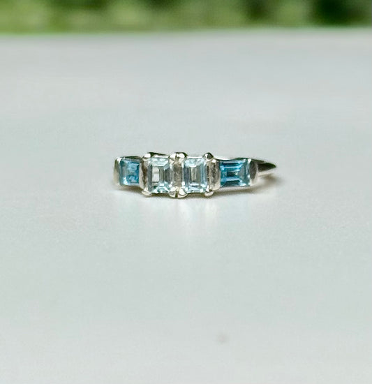 Two Blue Topaz Lexi Baguette Ring by Hannah Daye jewelry original design