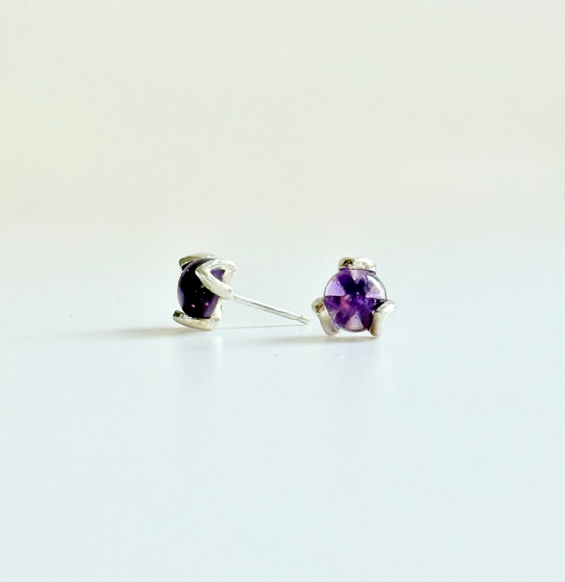 Fiore MAX stud earrings posts sterling silver by Hannah Daye & Co original designs Amethyst