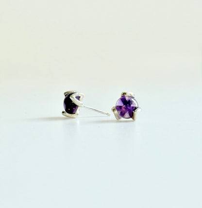 Fiore MAX stud earrings posts sterling silver by Hannah Daye & Co original designs Amethyst