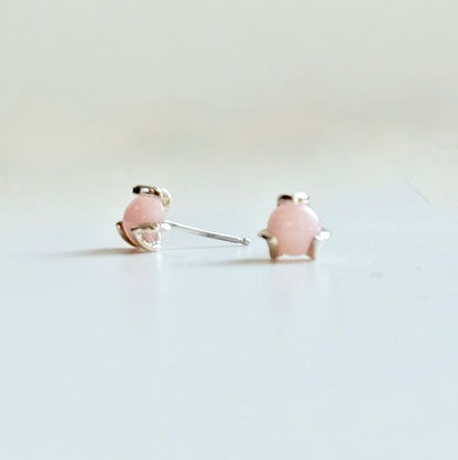 Fiore MAX stud earrings posts sterling silver by Hannah Daye & Co original designs Pink Opal