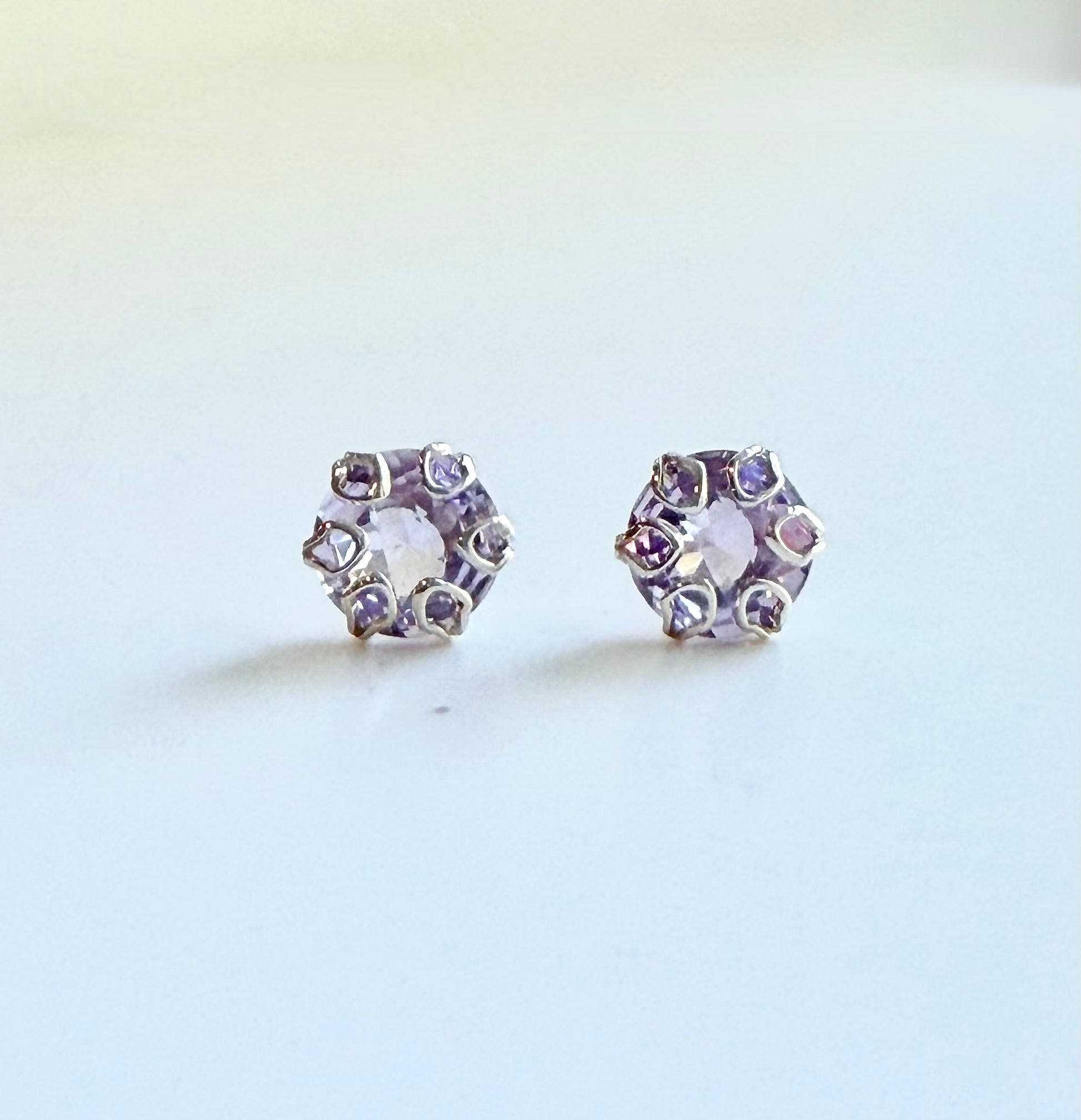 Rose Amethyst Poppy Earrings in Sterling Silver by Hannah Daye jewelry