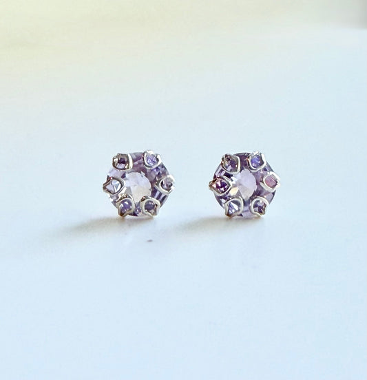Rose Amethyst Poppy Earrings in Sterling Silver by Hannah Daye jewelry
