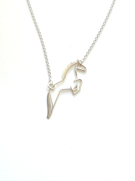 Five Star Equestrian Horse Charm Necklace Sterling Silver by Hannah Daye original Design