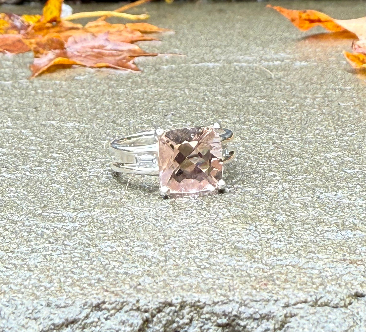 morganite custion ring by Hannah Daye & Co original design artisan crafted LG Diamonds