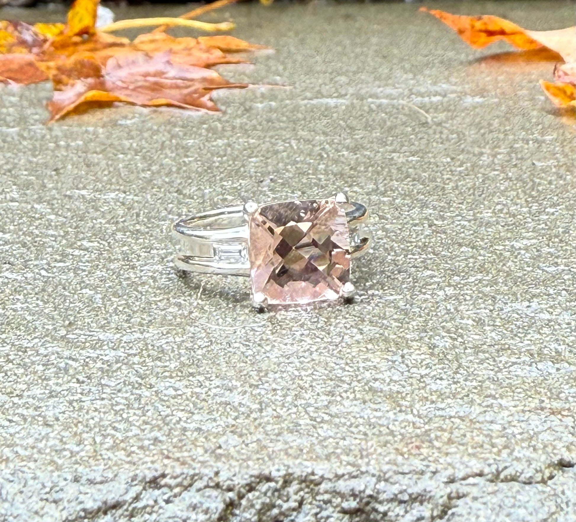 morganite custion ring by Hannah Daye & Co original design artisan crafted LG Diamonds