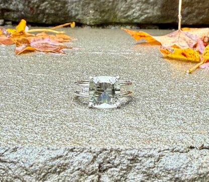 Cushion Ring - Green Amethyst