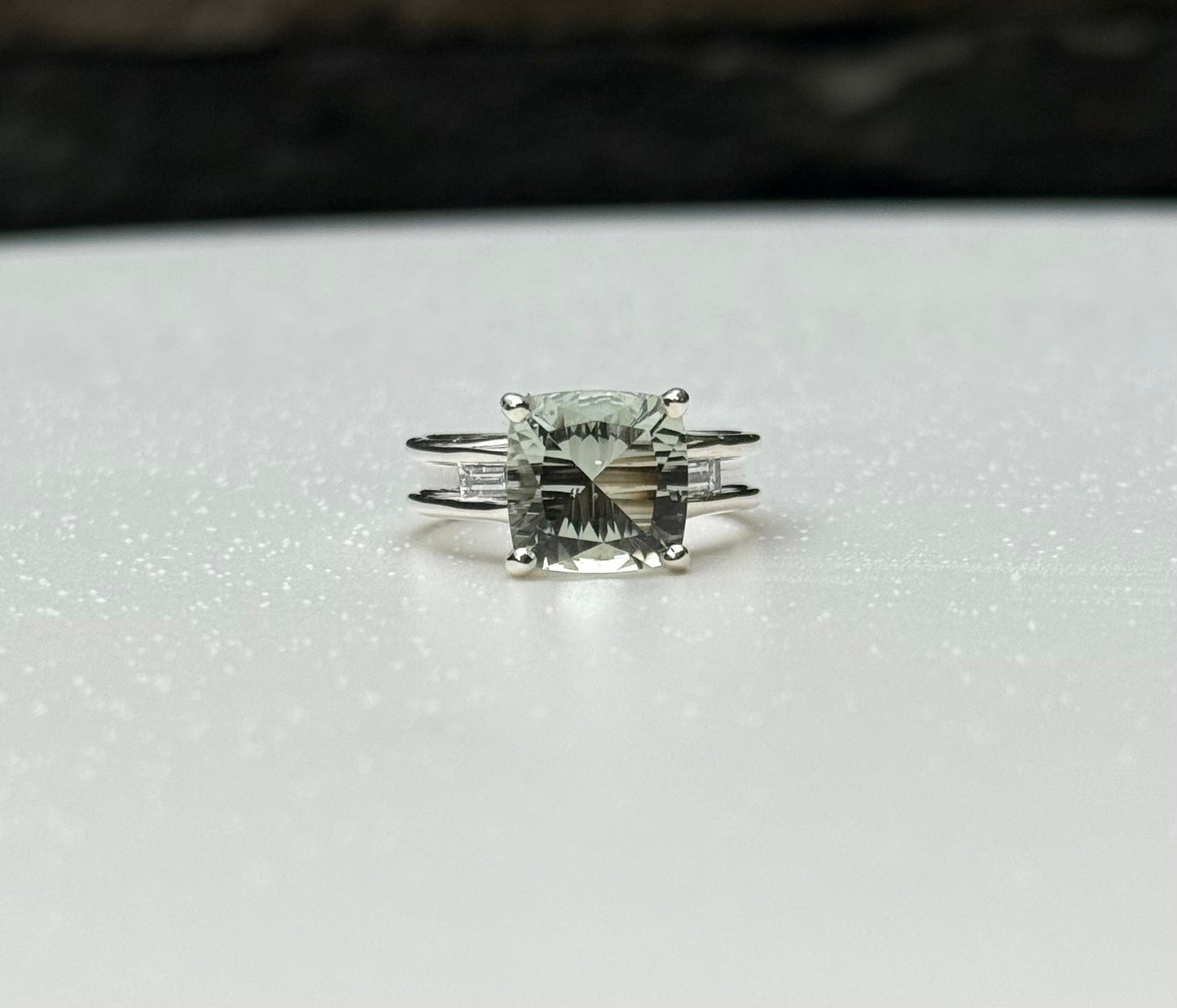 Cushion Ring - Green Amethyst