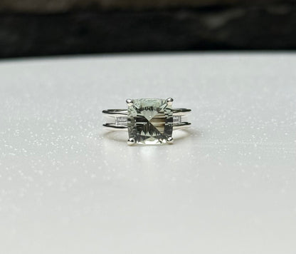 Cushion Ring - Green Amethyst