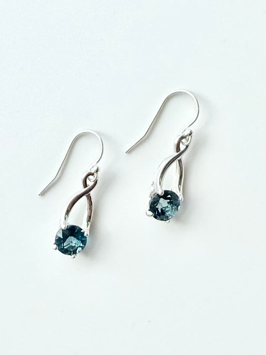 London Blue Topaz Brillante Drop Earrings Sterling Silver by Hannah Daye fine jewelry original design