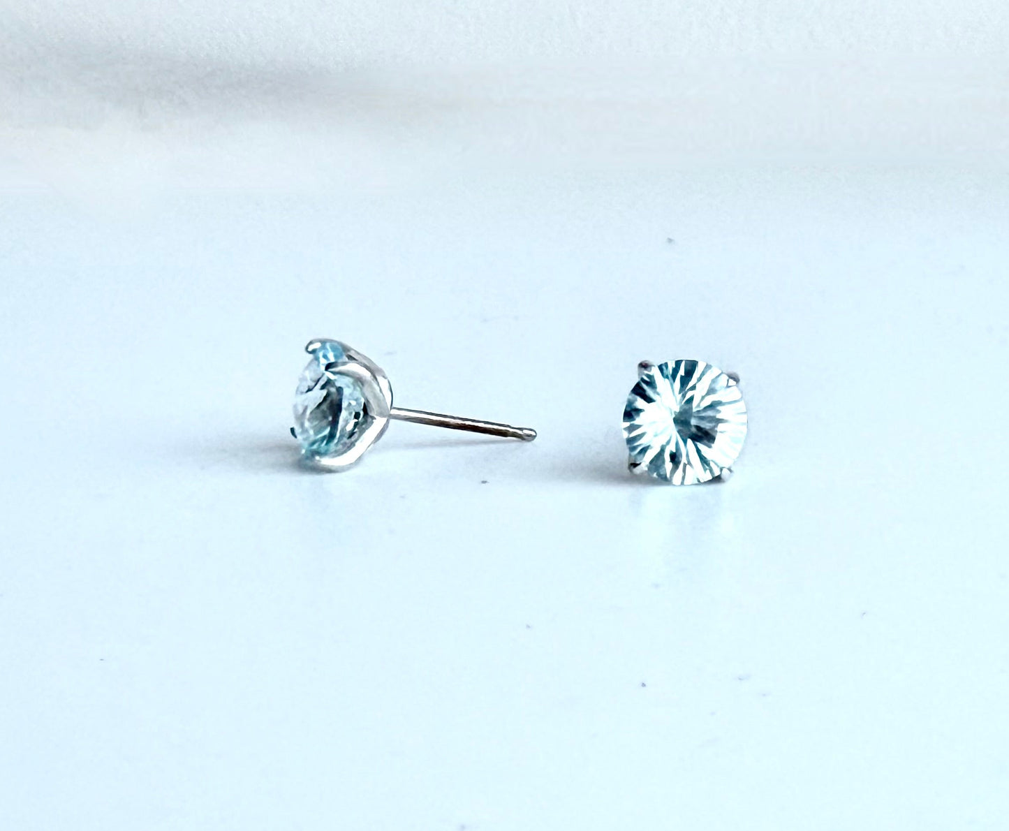 Brillante sterling Silver Earrings with ky Blue Topaz and 14k gold posts by Hannah Daye fine jewels