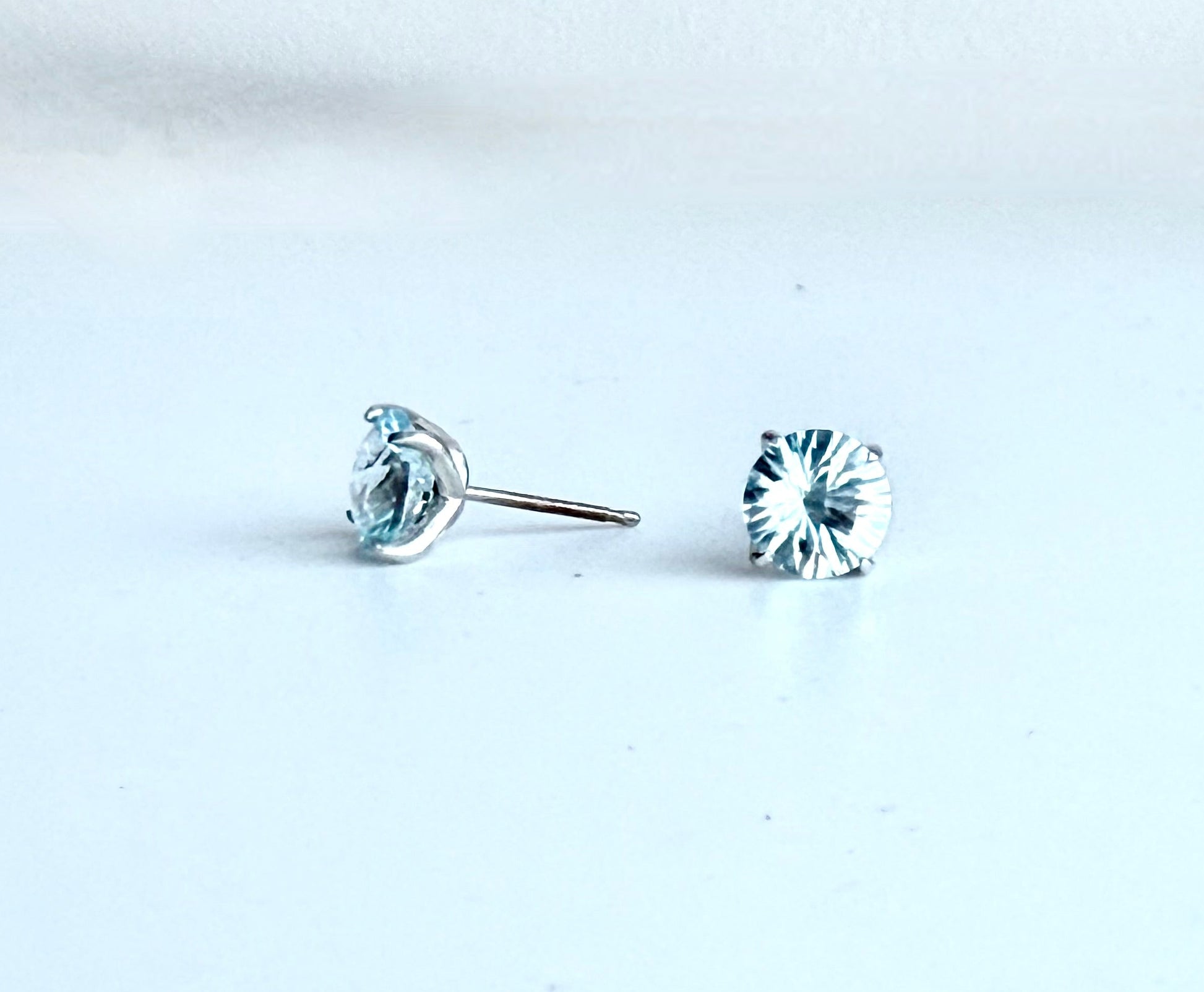 Brillante sterling Silver Earrings with ky Blue Topaz and 14k gold posts by Hannah Daye fine jewels