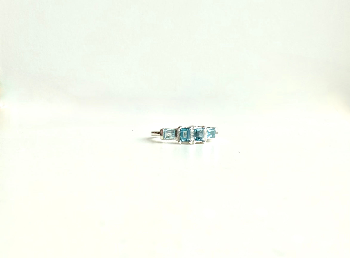 Lexi Band Ring London Blue Topaz and Swiss Blue Topaz by Hannah Daye original design artisan crafted Sterling silver