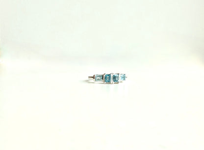 Lexi Band Ring London Blue Topaz and Swiss Blue Topaz by Hannah Daye original design artisan crafted Sterling silver