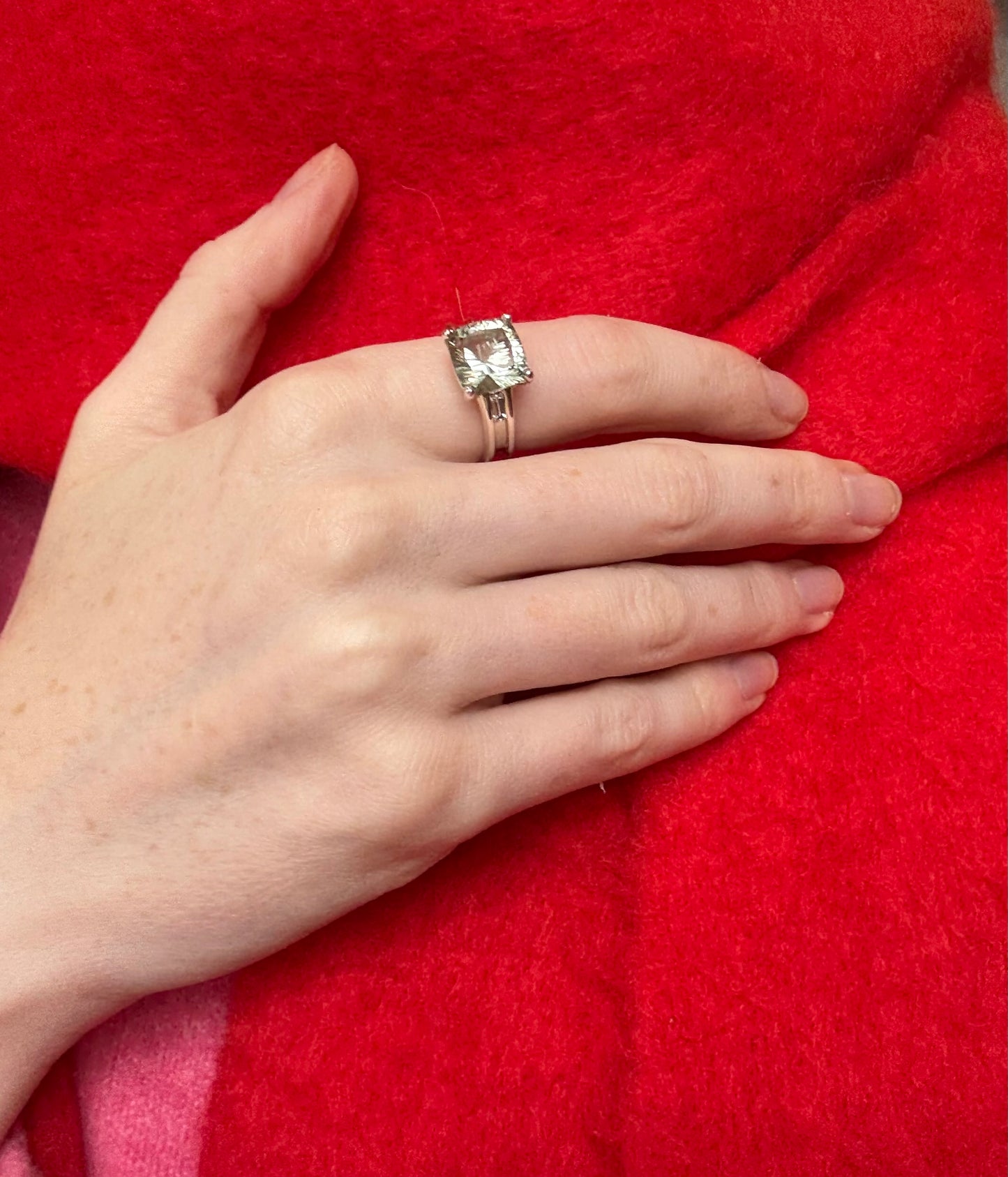 Cushion Ring - Green Amethyst