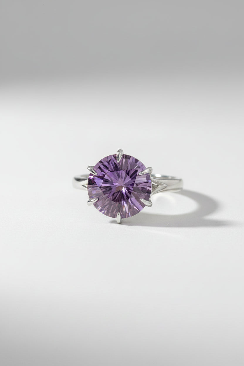 Brillante Cocktail Ring amethyst sterling silver handcrafted Hannah Daye & Co